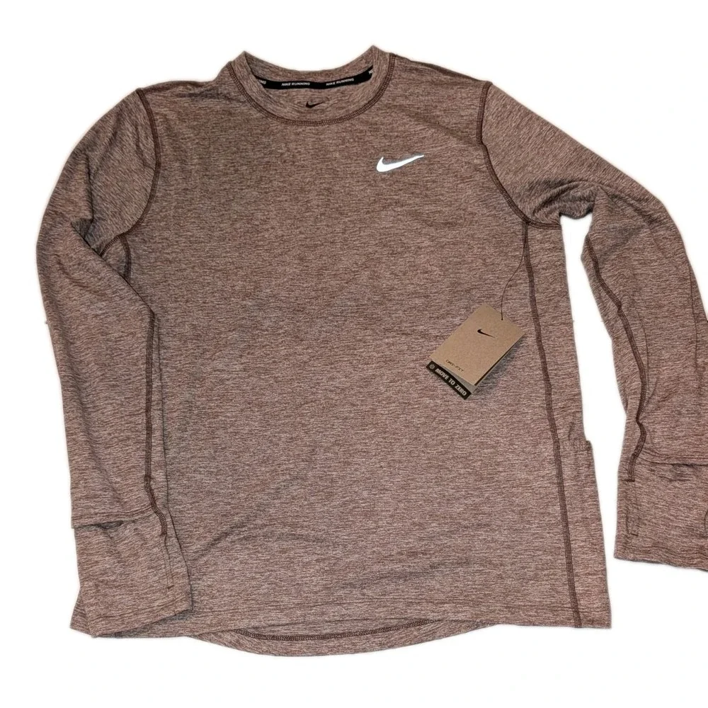 Nike Running Top Women's Medium Mauve Pacer Crew Heather CU3277-208 NWT